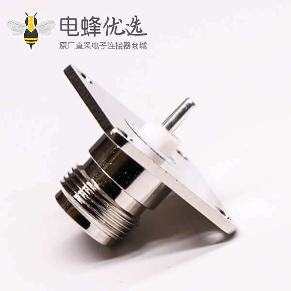 法兰n型射频接头母头直式4孔法兰面板安装