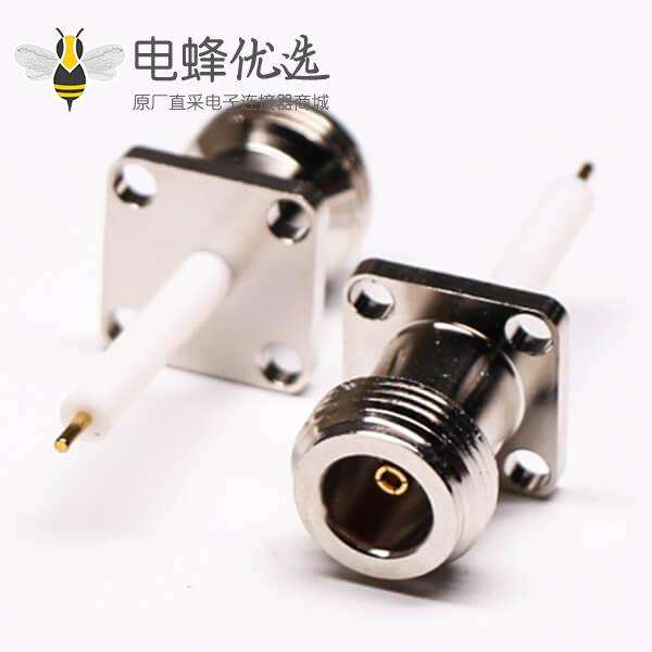 N型法兰接头直式母头四孔法兰面板安装