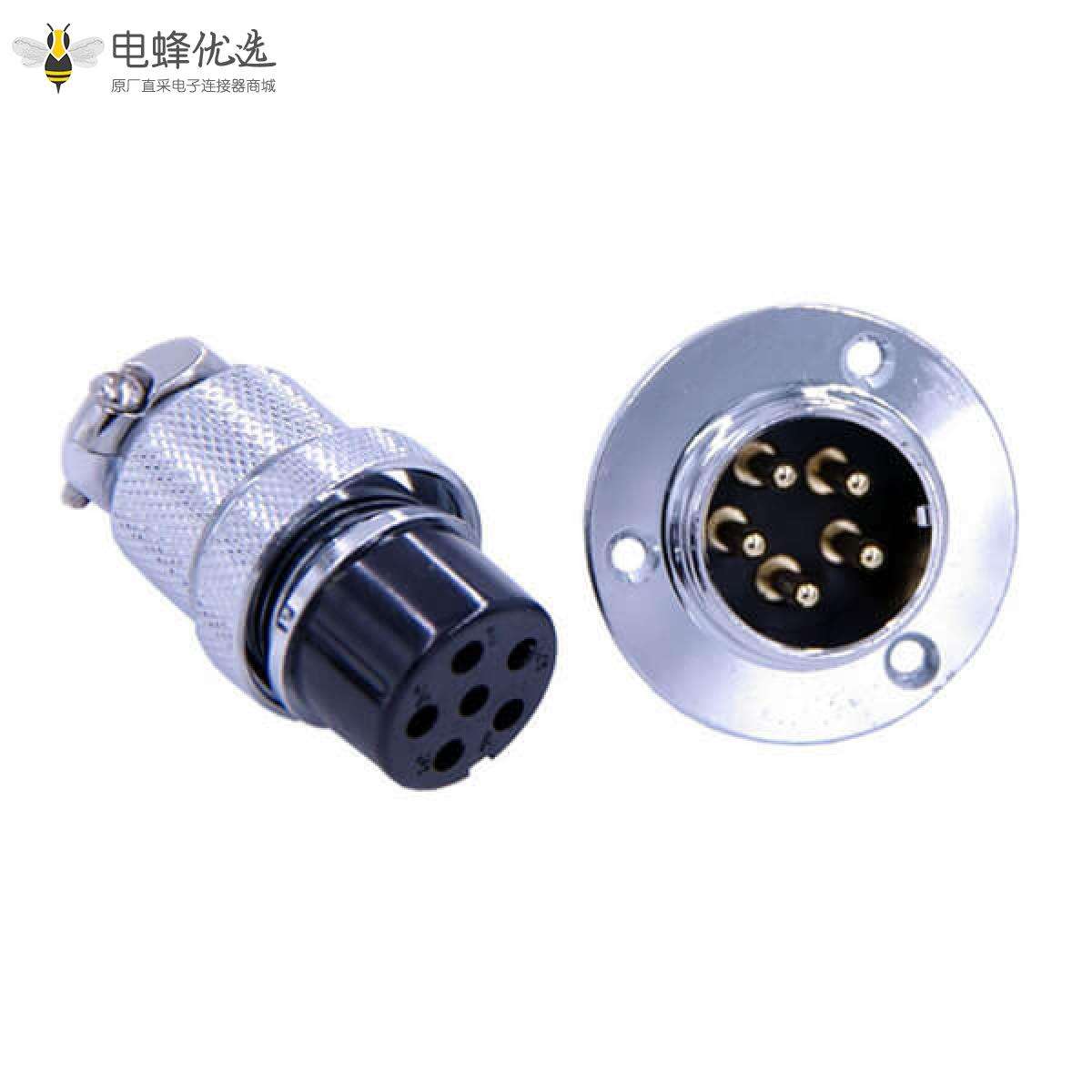 GX25三眼圆形法兰防水连接器直式5芯航空插头插座