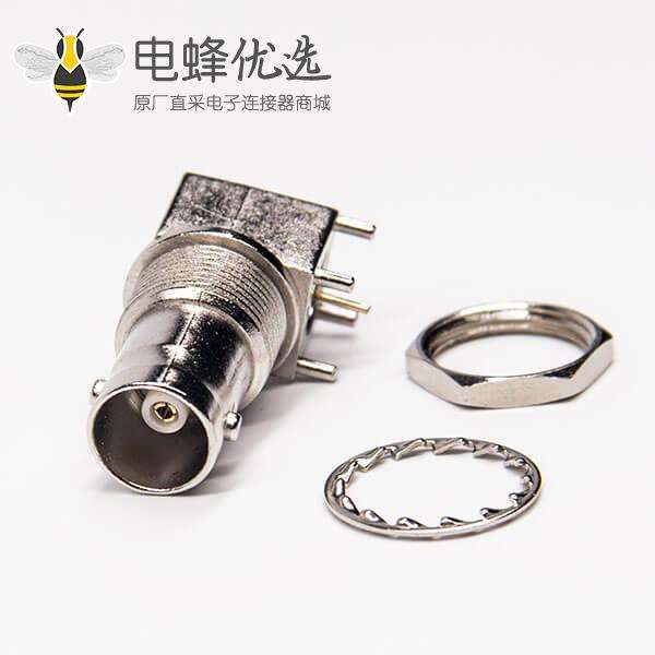 bnc穿墙母头弯式同轴连接器插板式接PCB板