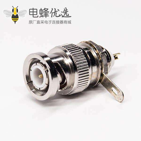 bnc公头焊线直式连接器后锁穿墙焊接式接同轴线缆