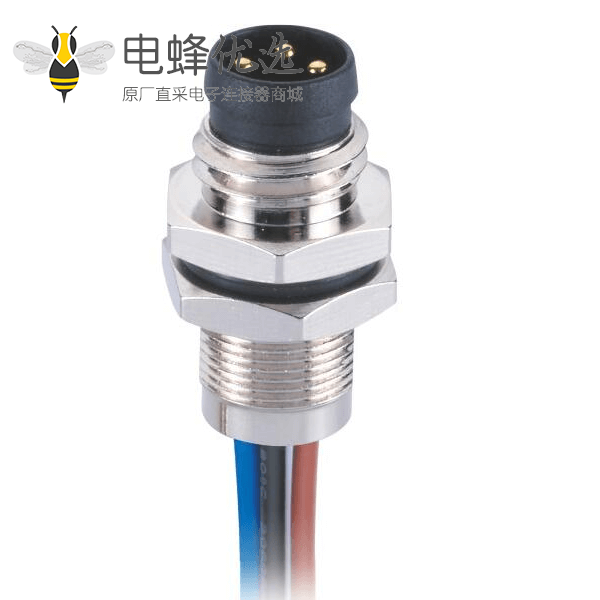 M8焊线式航空插座A型防水板端8芯公插座航空连接器