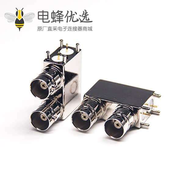 bnc母头弯角插孔双头连接器