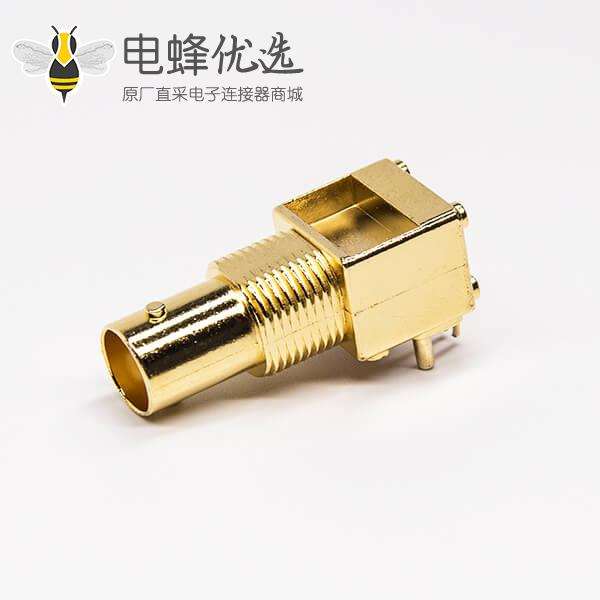 bnc弯头接头母座镀金穿墙面板安装式插PCB板