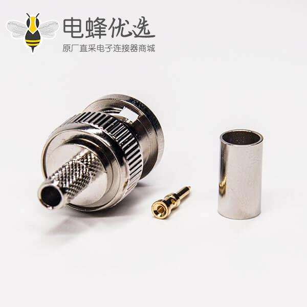 bnc公头连接器直式180度公针压接式接同轴线缆