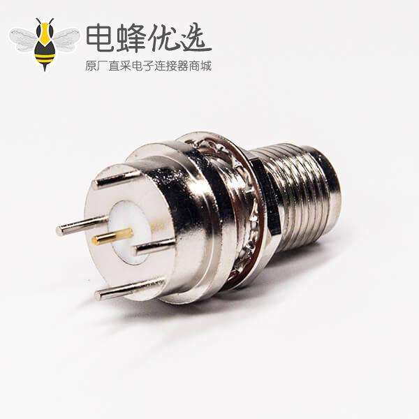 tnc连接器母头前锁穿墙直式180度插PCB板带防水圈