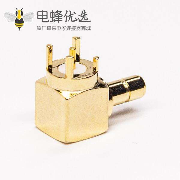 smb同轴连接器弯式镀金公头插板接PCB板