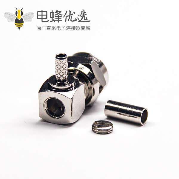 弯式F型接头公插头套管压接式接同轴线缆