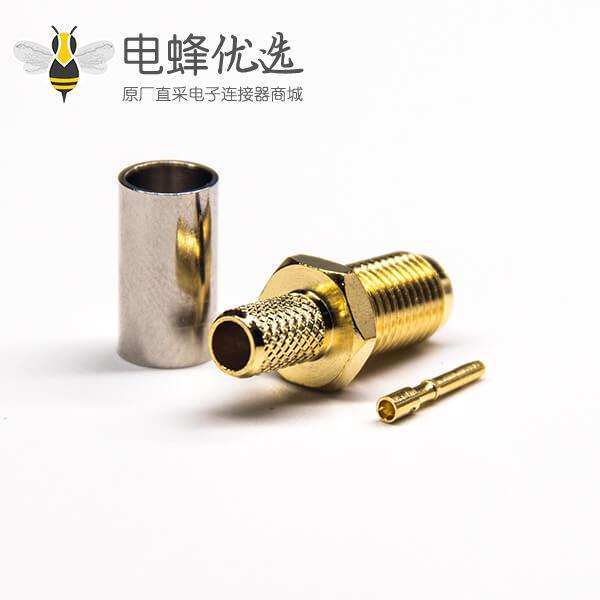 镀金直式SMA连接器压接式接线母头压接式