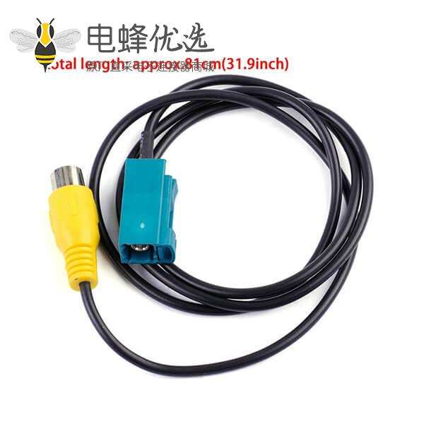 Fakra母座Z型转RCA母头RG174汽车倒车后视镜监控连接线