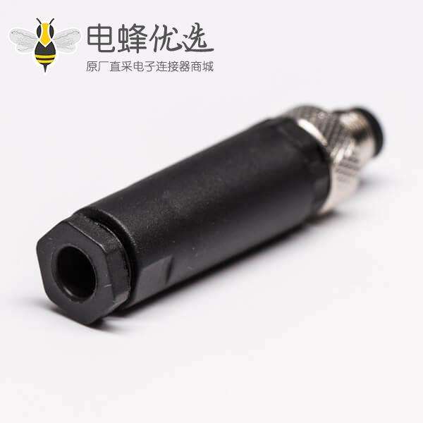 M8航空插头连接器圆形3芯A型组装式接线公插头工业连接器