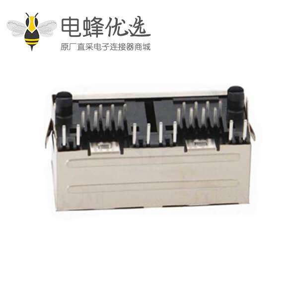 双口带灯RJ45插座母头带屏蔽带灯