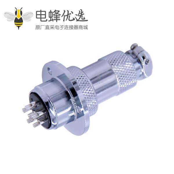 法兰圆形连接器GX20 6芯直式法兰安装圆形连接器