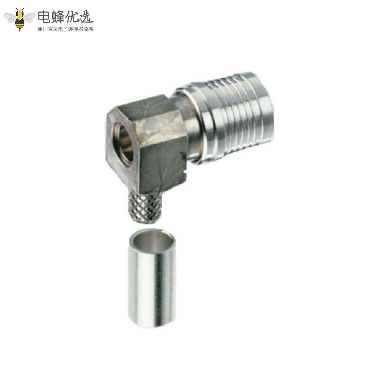 QMA连接器插头压接直角50&Omega;电缆安装座QMA连接器插头压接端子适用于RG188