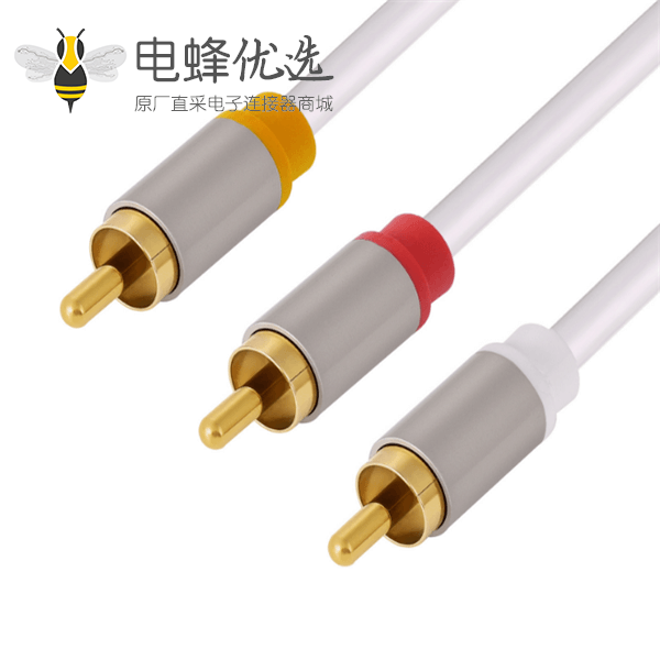 数字同轴音频线铜壳3RCA连接线1.5M