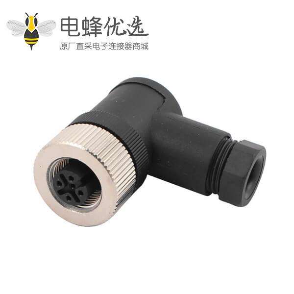 M12 5芯母弯头塑料装配式接线航空头