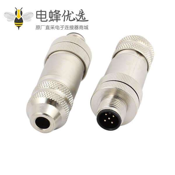 M12连接器 5pin公头现场装配型屏蔽型 航空插头