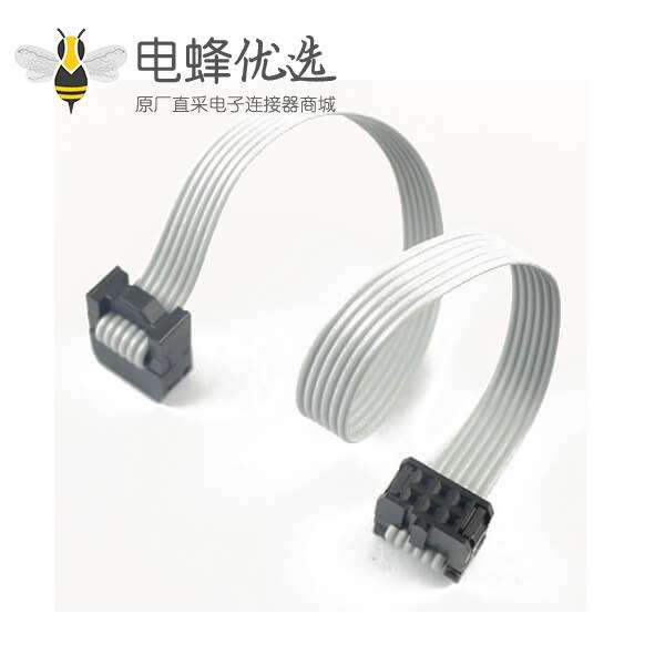 2.54mm间距排线2x3针6针6线IDC扁平带状电缆长度20cm连接器