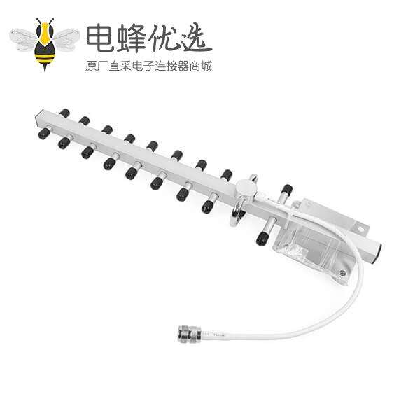 1710-2170MHz 3G Yagi天线用于手机信号增强接接N母头50欧姆白色线材