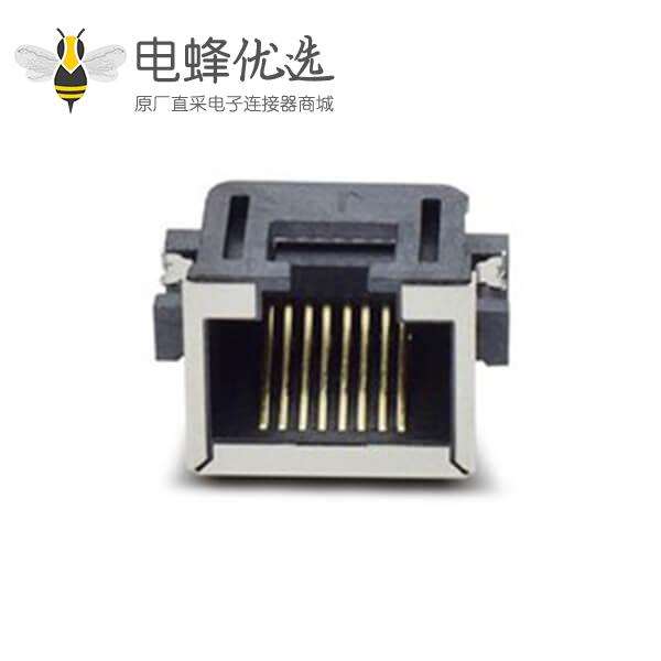 屏蔽RJ45模块网口母座沉板网络连接器不带灯网线插座SMT带屏蔽