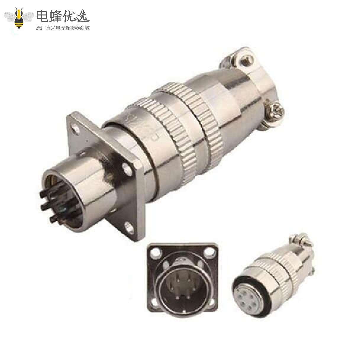 XS12 6芯圆形连接器开孔12mm推拉式航空插头