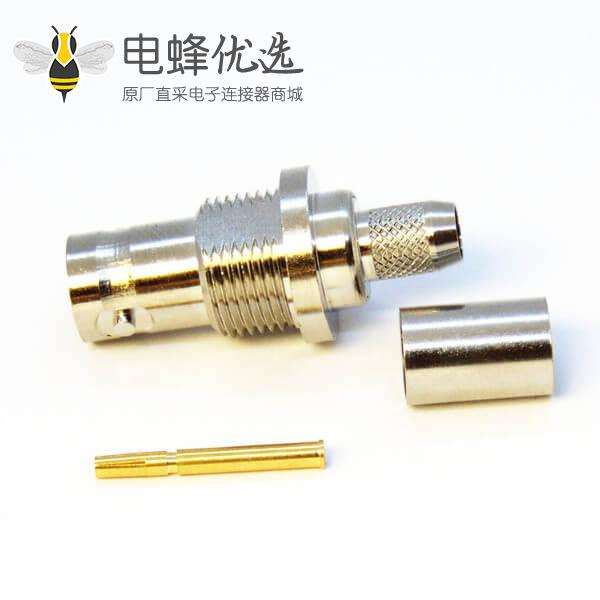 HD-SDI BNC连接器75欧姆直式母头镀镍压接接线