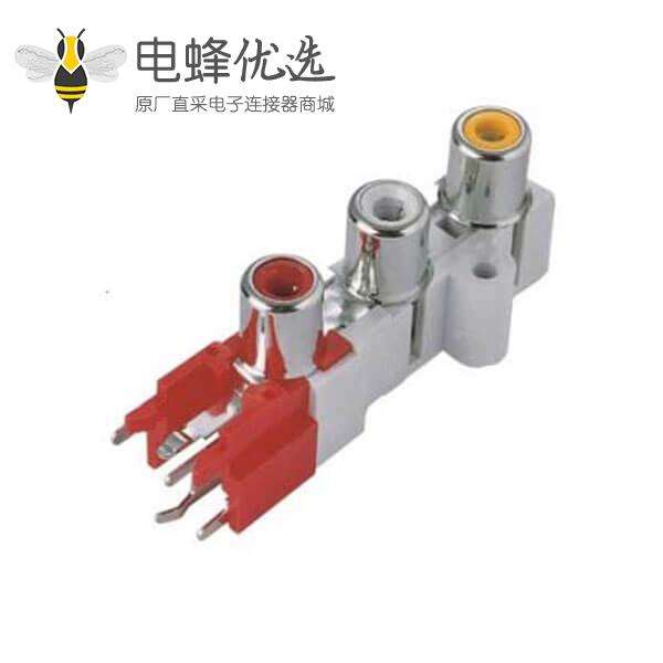 RCA音频接口定制接头弯式插板母头