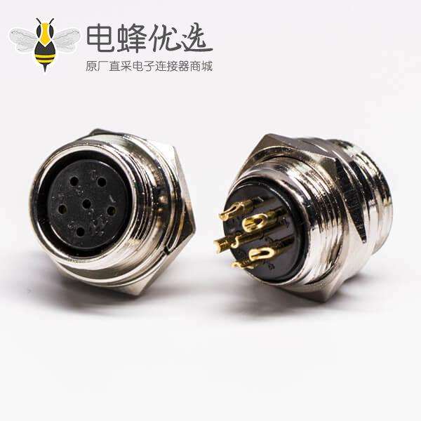 反装GX16航空插座6芯母头板端航空连接器