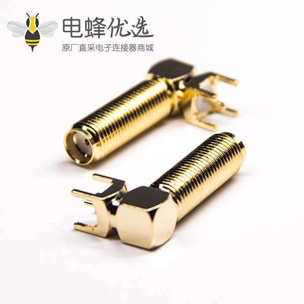 弯式接头sma加长螺纹母头插板面板安装插PCB板