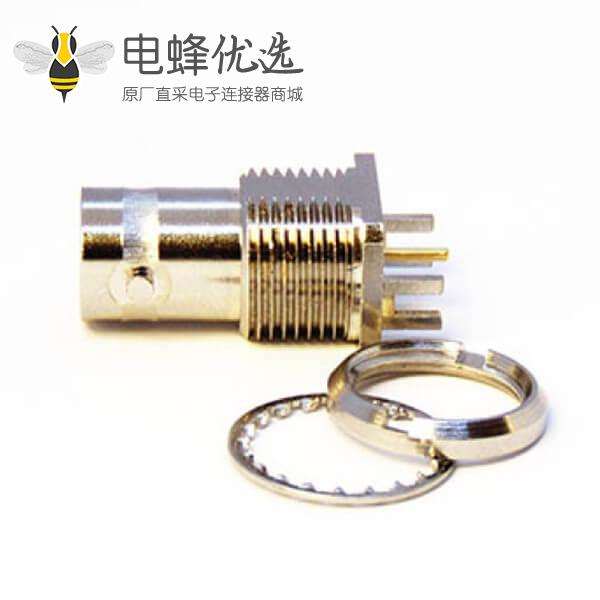 直式卡板BNC接头母头连接器穿墙75欧姆接PCB板2.4mm镀镍