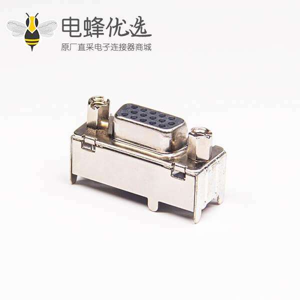 15 Pin母头直式db黑色胶芯连接器直式冲针插板带铁支架