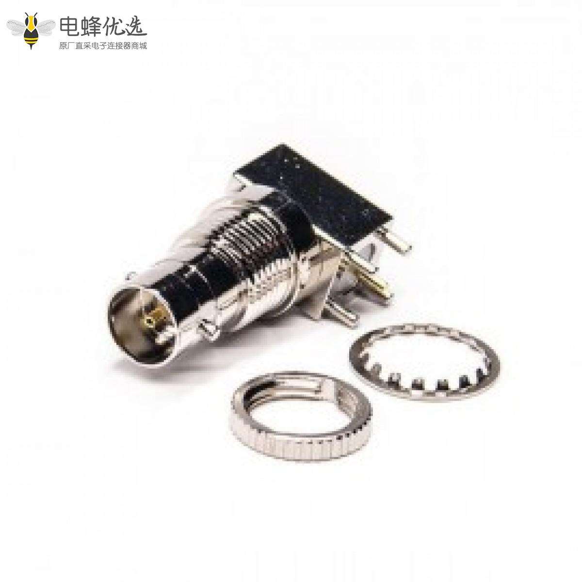 mini BNC连接器母头母针弯式90度插板