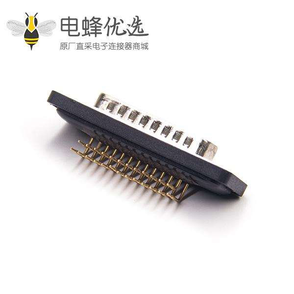 防水D-sub 25针母头2排弯插板铆鱼叉带白色防水套