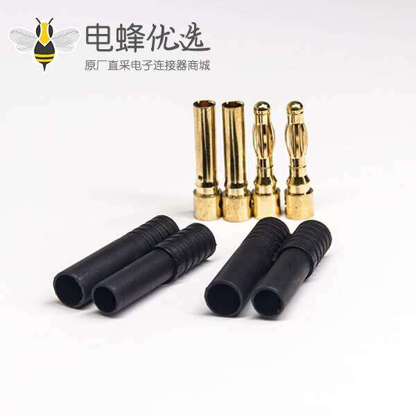 4.0mm无人机充电插头40A-80镀金香蕉插头插座