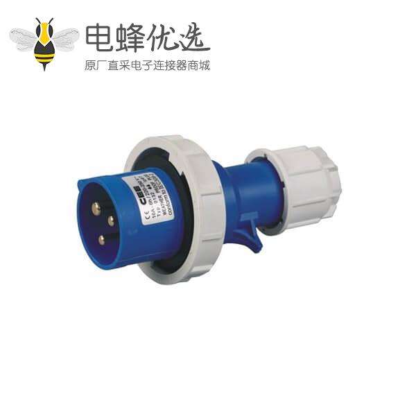 CEE防水蓝色 16A 3芯两相IP44工业插头