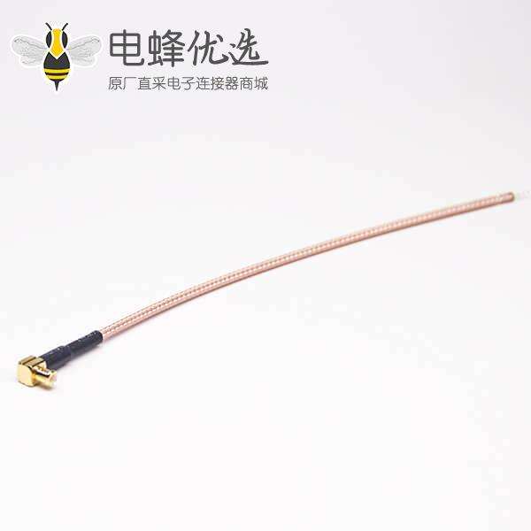 射频连接器 MCX90度公接RG178线长15cm剥线沾锡