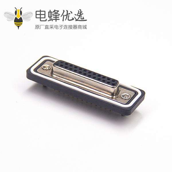 防水D-sub 25针母头2排插板铆鱼叉脚带白色防水套