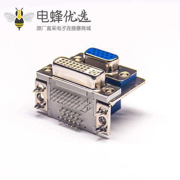VGA 15母+DVI24+5高15.88铆合 双胞胎转接头弯头插板连接器