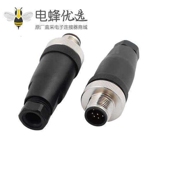 M12 8芯公头塑料装配式插头不带屏蔽 10PCS