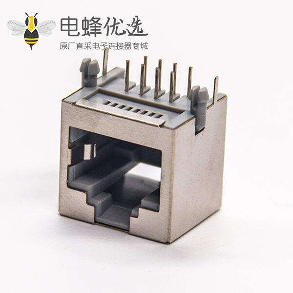 rj45连接器8p8c弯式插PCB板带屏蔽不带灯