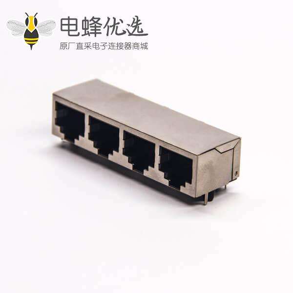 rj45屏蔽8p8c网络端口1*4不带灯插PCB板