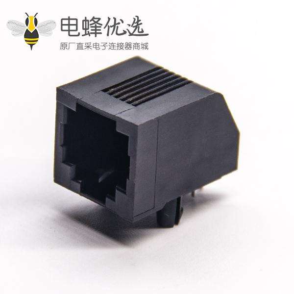 rj12母座6p6c弯式90度黑色全塑不带灯插板