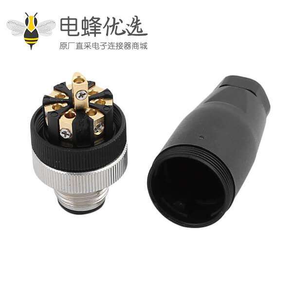 M12 8芯公头塑料装配式插头不带屏蔽 10PCS