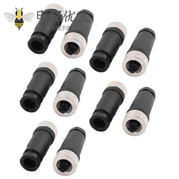 M12 5芯母头直式现场组装式插头10PCS