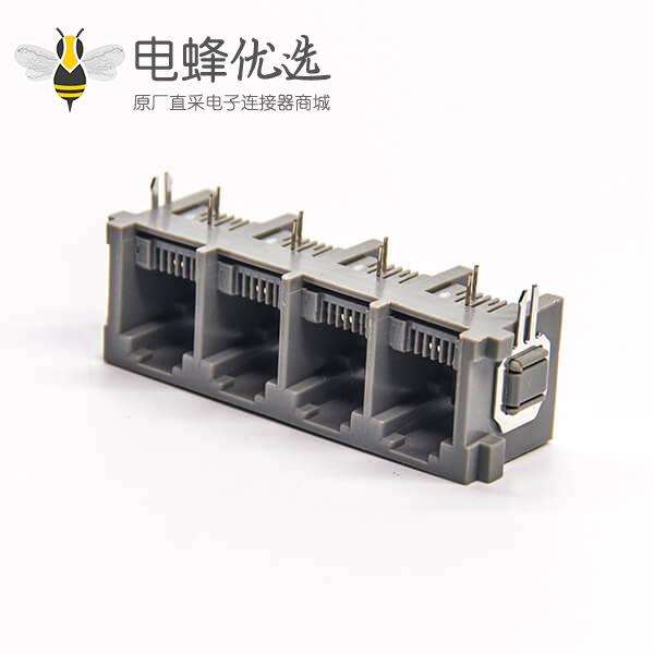 rj11连接器1x4单排6P2C弯式插PCB板非屏蔽