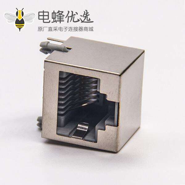 rj45连接器8p8c弯式插PCB板带屏蔽不带灯