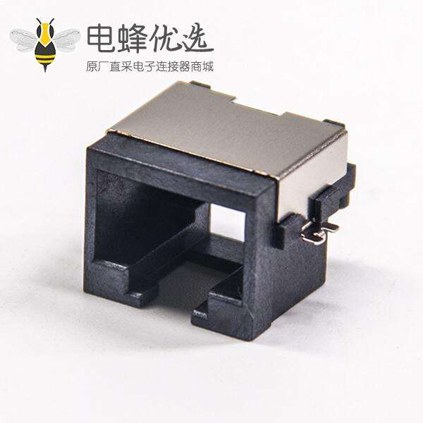 沉板式RJ45母座屏蔽式带屏蔽弯式8p8c网络接口PCB板