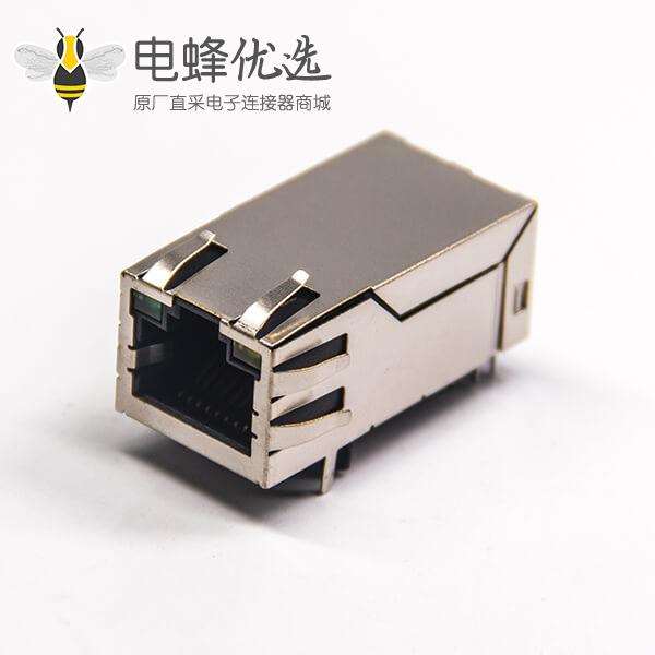 rj45网络接口 带滤波器屏蔽式带led灯带弹片模块化连接器