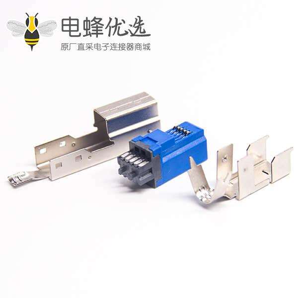 USB3.0B带铁壳短体9p打印设备接头