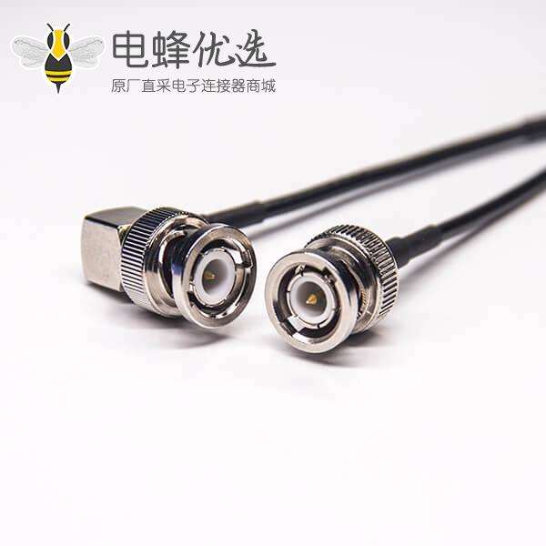 bnc转bnc线材组装电缆焊90度bnc转180度bnc射频线RG174线长30cm